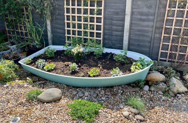 Turquoise 8ft boat planter