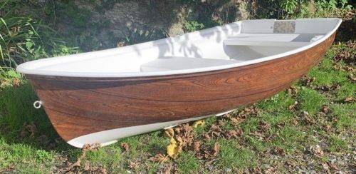 7.5ft wood effect boat tender showing white underside