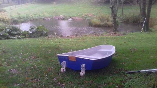 rowing boat near the pond