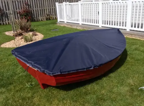 Blue cover on red 9 1/2ft boat