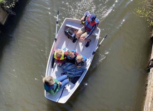 family day out in a boat