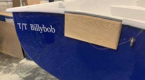 oak transom mount on 8.5ft boat tender